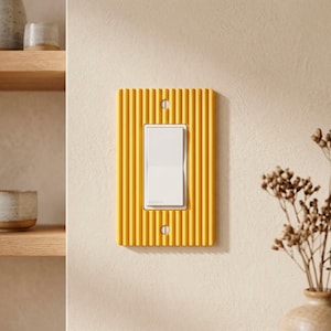 Gelbe Lichtschalter-Abdeckung | Gerippter Design Moderner Wandteller | 1-4Gang