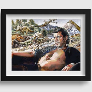 Chaos Theory - Oil Painting - Jeff Goldblum - Art Print - Jurassic Park - Dinosaur Painting - Dinosaurs - Funny Art - Life Finds A Way