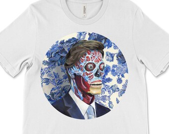 They Live T-Shirt: Alien Floral Wallpaper Horror Tee