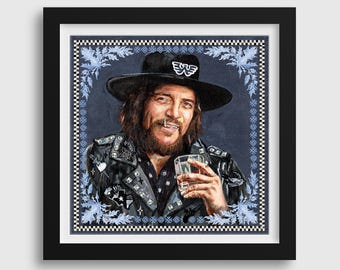 Waylon - Country Music Portrait, Waylon Jennings Artwork, Western, Old West