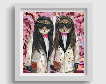 Gala Cats - Art Print - Met Gala - Fashion Art - Alessandro Michele - Jared Leto - Cat Art - Pop Culture Art