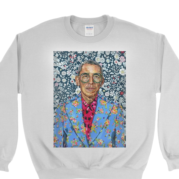 Barack Obama Sweatshirt - Pop Culture Sweatshirt - Political Sweatshirt - Obama Sweatshirt - Floral Sweatshirt - Barack Obama