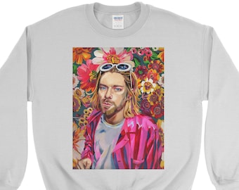 Kurt Cobain blommig sweatshirt: 90-tals grungemode