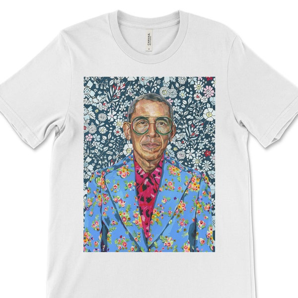 Barack Obama T-Shirt - Barack Obama Shirt - Obama Tee - Political Shirt - Barack Obama T-Shirt - Political Art - Floral Shirt - Fashion Art