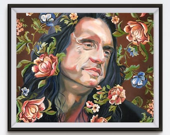 Johnny - Oil Painting - Tommy Wiseau - Art Print - Oh Hi Mark - The Room - Floral Painting - The Disaster Artist - Funny Art - Funny Gift