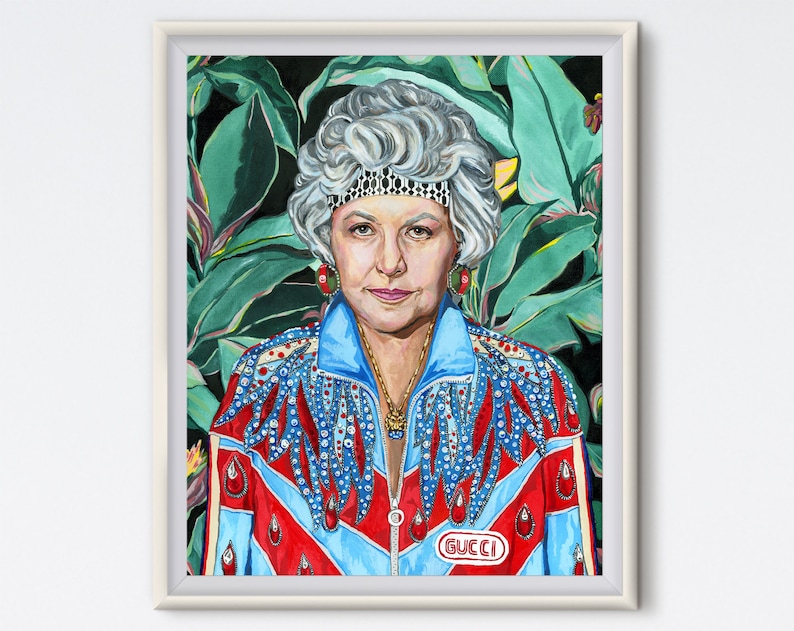 Acrylic Painting Dorothy 80s Artwork Gucci Dorothy Zbornak Golden Girls Golden Girls Dorothy Art Print Bea Arthur Tropical