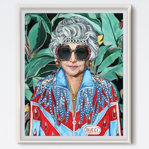 Dorothy mit Brille - Dorothy Zbornak - Acrylmalerei - Bea Arthur - Kunstdruck - Golden Girls - Tropisch - Dorothy - 80s Artwork