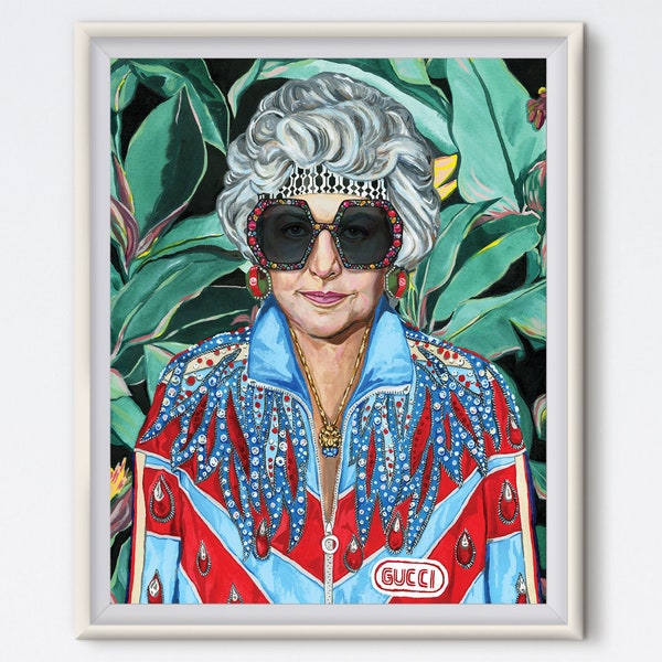 Dorothy With Glasses - Dorothy Zbornak - Acrylic Painting - Bea Arthur - Art Print - Golden Girls - Tropical - Dorothy - 80s Artwork