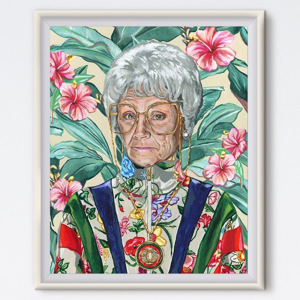 Sophia - Sophia Petrillo - Peinture acrylique - Estelle Getty - Impression d'art - Golden Girls - Tropical - Golden Girls Sophia - Art des années 80 - Mode