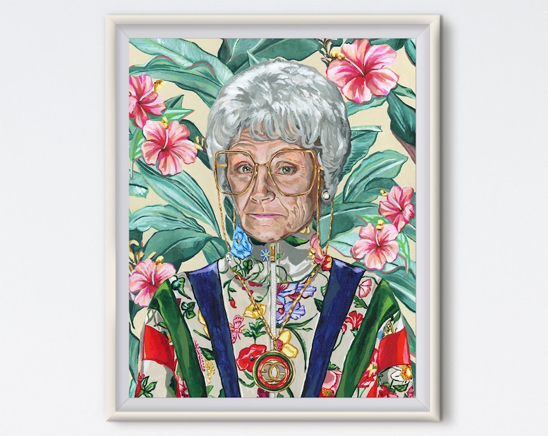 Sophia Sophia Petrillo Acrylic Painting Estelle Getty Art Print Golden Girls Tropical Golden Girls Sophia 80s Art Fashion image 1