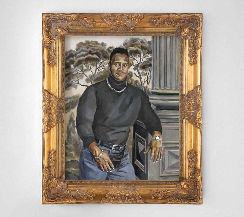 Dwayne Oil Painting Original Painting Original Art Oil Portrait The Rock Contemporary Art Dwayne Johnson Fanny Pack The Rock image 1