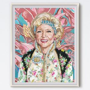 Rose - Rose Nylund - Acrylic Painting - Betty White - Art Print - Golden Girls - Tropical - Golden Girls Rose - 80s Artwork - Fashion Art