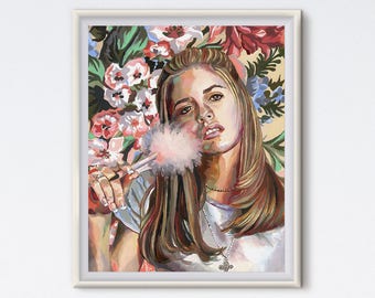 Cher - Clueless - Oil Painting - Painted Portrait - Art Print - 90s - Floral Painting - Floral Portrait - Pop Culture - Floral Print