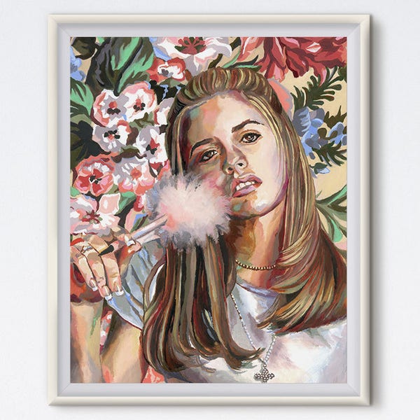 Cher - Clueless - Oil Painting - Painted Portrait - Art Print - 90s - Floral Painting - Floral Portrait - Pop Culture - Floral Print