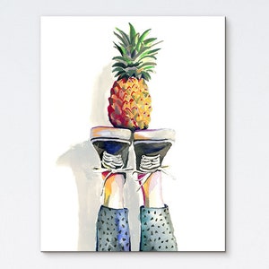 Pineapple - Watercolor - Fashion Print - Canvas Art - Fashion Illustration - Wall Art - Home Decor - Fashion Art - Canvas Print