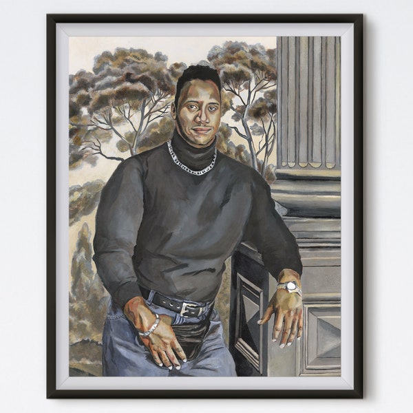 Dwayne - The Rock - Oil Painting - Dwayne Johnson - Art Print - Fanny Pack - The Rock Fanny Pack - 90s Art - Funny Art - Funny Print