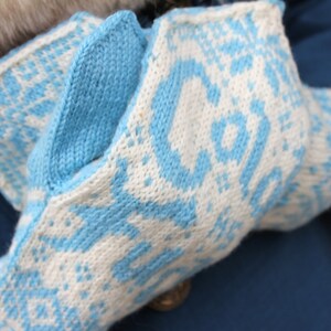 How Cold Is It Mitten Pattern Knitting Pattern Mature Blue & White Humorous Mittens Pattern PDF image 5