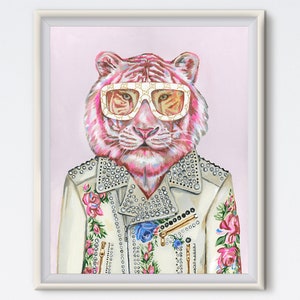 Pink Tiger - Tiger Painting - Fashion Print - Canvas Art - Contemporary Art - Fashion Art - Animal Art - Animal Painting - Art Prints