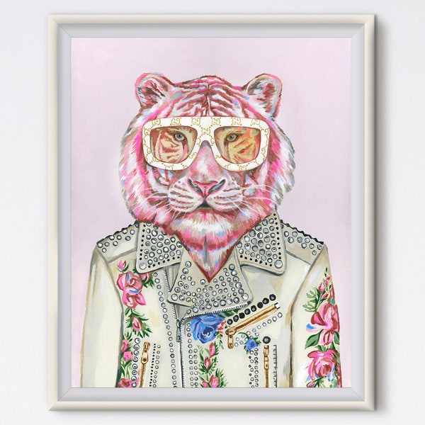 Pink Tiger - Tiger Painting - Fashion Print - Canvas Art - Contemporary Art - Fashion Art - Animal Art - Animal Painting - Art Prints