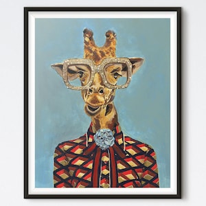 Giraffe - Giraffe Painting - Fashion Print - Canvas Art - Funny Art - Fashion Art - Animal Art - Animal Painting - Art Prints