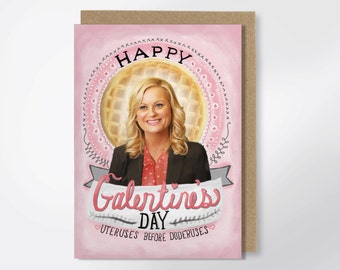 Bonne Galentine - Carte de vœux Leslie Knope - Carte de Saint-Valentin - Parcs et loisirs - Amy Poehler - Carte de vœux amusante