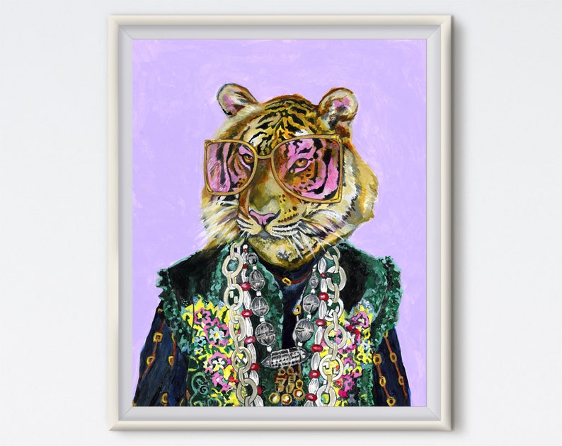 Bengal Tiger Tiger Painting Fashion Print Canvas Art Etsy