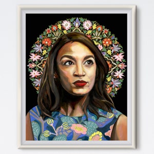 AOC - Alexandria Ocasio-Cortez - Oil Painting - AOC Portrait - Art Print - Political Art - aoc Artwork - AOC Print - inspirational art