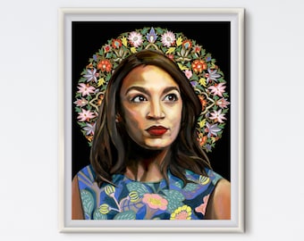 AOC - Alexandria Ocasio-Cortez - Oil Painting - AOC Portrait - Art Print - Political Art - aoc Artwork - AOC Print - inspirational art