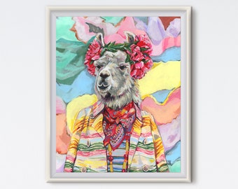 Desert Llama - Boho Llama - Boho Print - Salvation Mountain - Joshua Tree - Boho Art - Llama Art - Llama Print - Art Prints