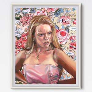 Regina - Mean Girls - Oil Painting - Painted Portrait - Art Print - 2000s - Floral Painting - Floral Portrait - Pop Culture - Floral Print