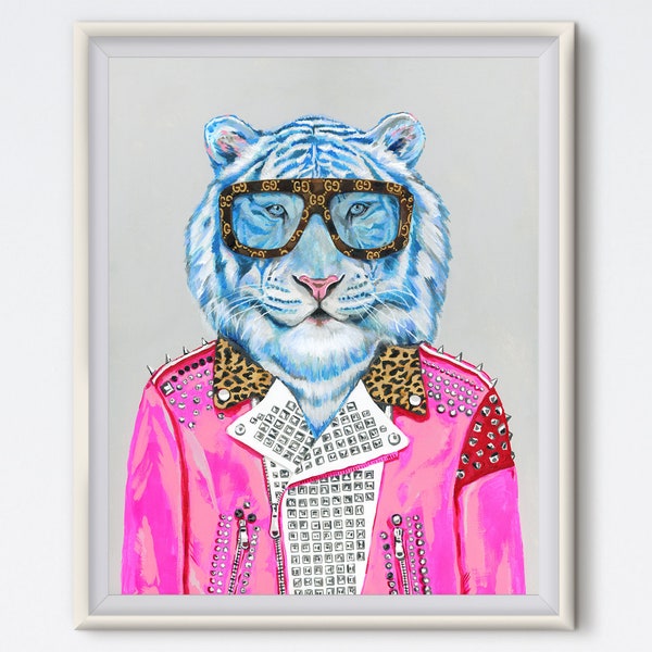 Blue Tiger - Tiger Painting - Fashion Print - Canvas Art - Contemporary Art - Fashion Art - Animal Art - Animal Painting - Art Prints