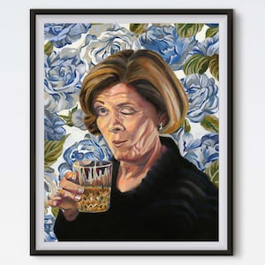 Lucille - Oil Painting - Jessica Walter - Art Print - Arrested Development - Floral Painting - Lucille Bluth - Funny Art - Winking Lucille