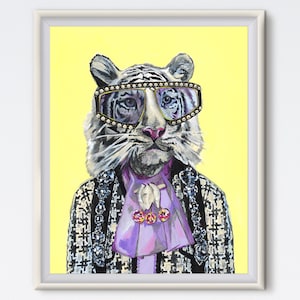 White Tiger - Tiger Painting - Fashion Print - Canvas Art - Funny - Fashion Art - Contemporary - Animal Art - Animal Painting - Art Prints