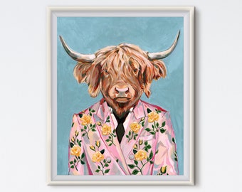 Highland Cow - Cow Painting - Fashion Print - Highland Cow Art - Highland Cow - Fashion Art - Animal Art - Animal Painting - Art Prints