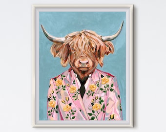 Highland Cow - Cow Painting - Fashion Print - Highland Cow Art - Highland Cow - Fashion Art - Animal Art - Animal Painting - Art Prints