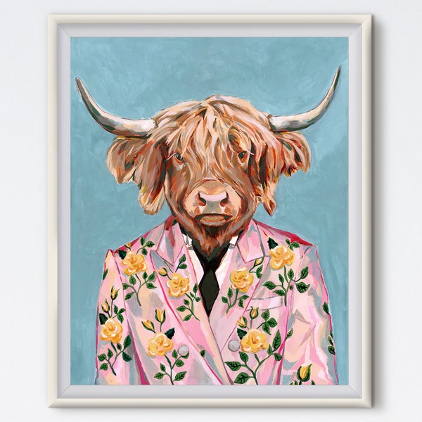 Highland Cow - Cow Painting - Fashion Print - Highland Cow Art - Highland Cow - Fashion Art - Animal Art - Animal Painting - Art Prints