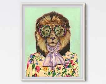 Lion - Lion Painting - Fashion Print - Canvas Art - Lion Portrait - Fashion Art - Contemporary - Animal Art - Animal Painting - Art Prints