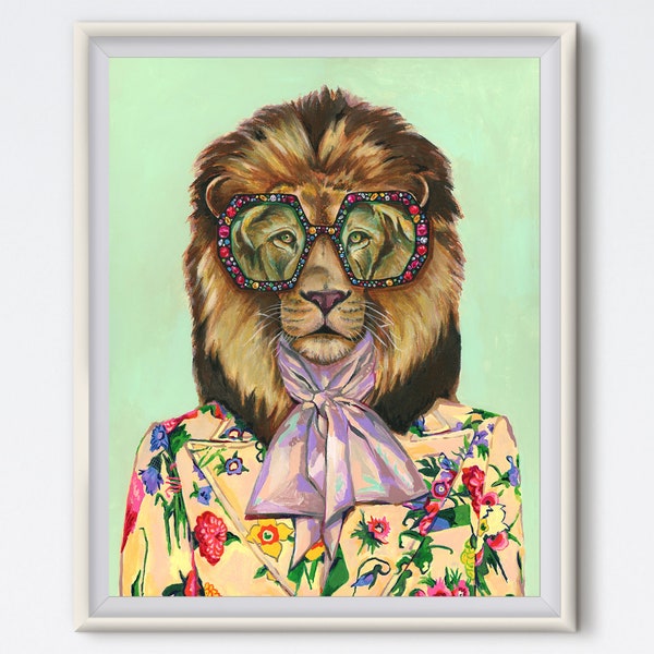 León - Pintura de león - Impresión de moda - Arte de lienzo - Retrato de león - Arte de moda - Contemporáneo - Arte animal - Pintura animal - Impresiones artísticas