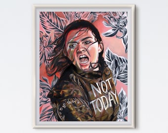 Arya Stark Art Print: "Not Today" Floral Portrait (Digital Print)
