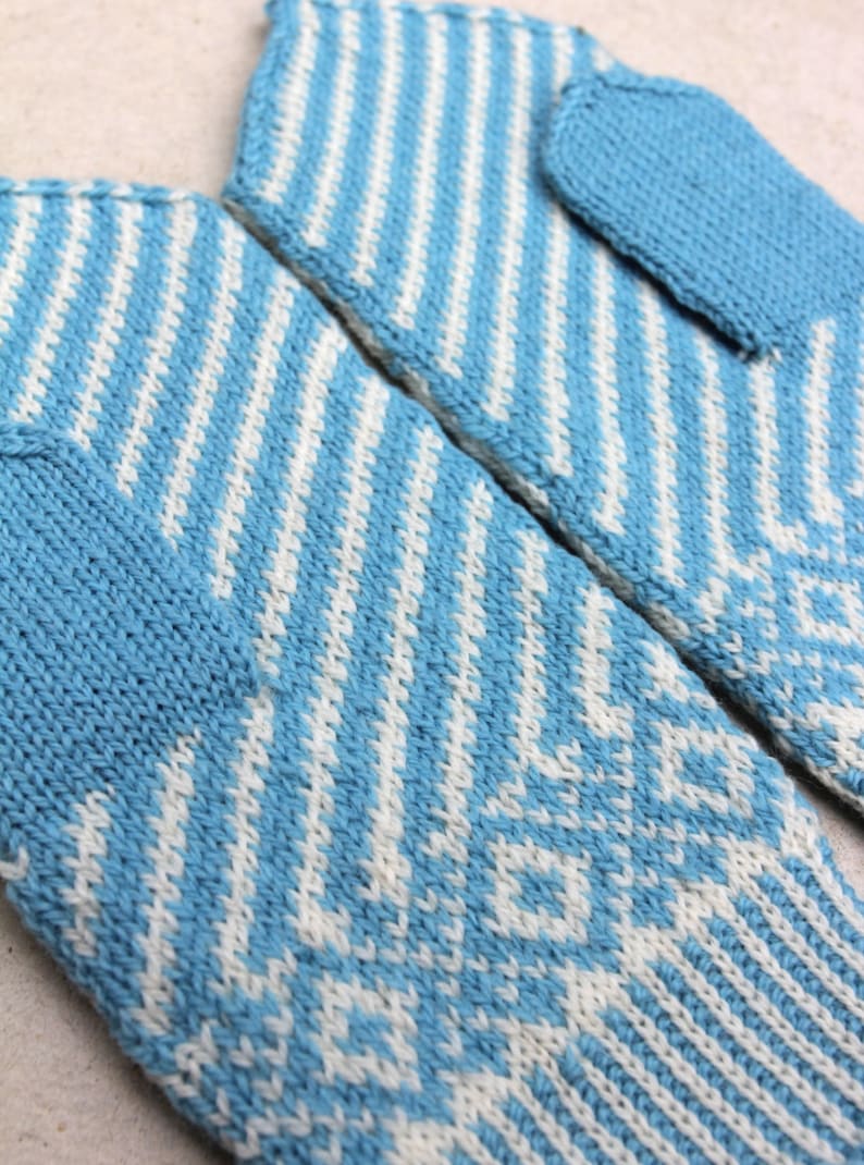 How Cold Is It Mitten Pattern Knitting Pattern Mature Blue & White Humorous Mittens Pattern PDF image 3