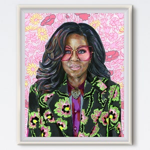 Michelle - Michelle Obama - Acrylic Painting - Michelle Obama Portrait - Art Print - Political Art - Obama Print - Fashion Art