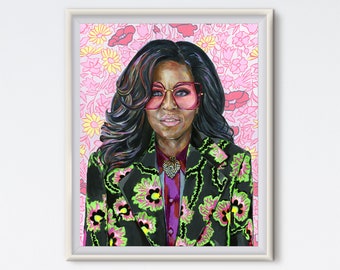 Michelle - Michelle Obama - Acrylic Painting - Michelle Obama Portrait - Art Print - Political Art - Obama Print - Fashion Art