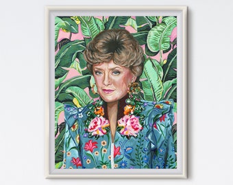 Blanche - Blanche Devereaux - Acrylic Painting - Rue McClanahan - Art Print - Golden Girls - Tropical - Golden Girls Blanche - Fashion Art