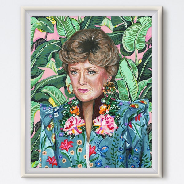 Blanche - Blanche Devereaux - Acrylic Painting - Rue McClanahan - Art Print - Golden Girls - Tropical - Golden Girls Blanche - Fashion Art