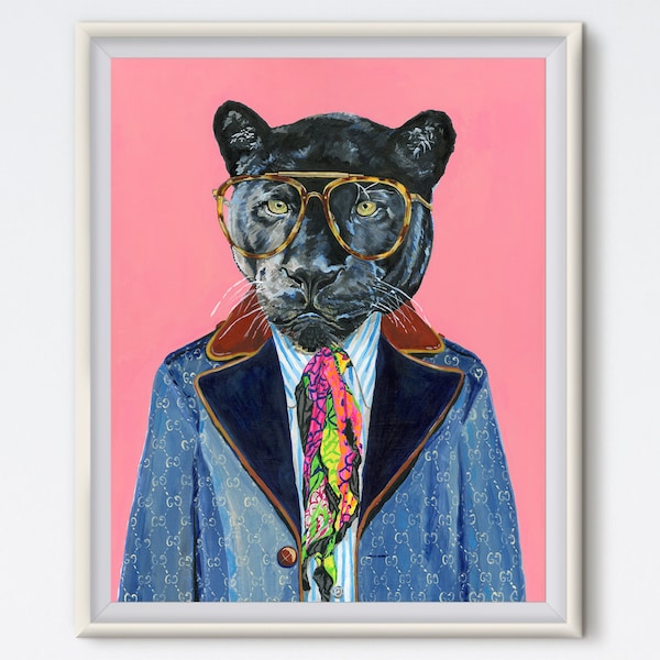 Panther - Panther Painting - Fashion Print - Canvas Art - Funny - Fashion Art - Animal Art - Panther Print - Animal Art Prints - Fashion Art