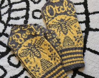 Hey Bee-Otch Mittens - Mitten Pattern - Knitting Pattern - Bee Mittens - Whimsical Mittens - Funny Knitting Pattern - Pattern PDF