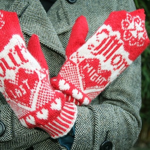 Your Mom Last Night - Mitten Pattern - Knitting Pattern - Red & White Humorous Mittens - Pattern PDF