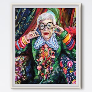 Iris Apfel Art Print: Colorful Maximalist Fashion Icon Portrait