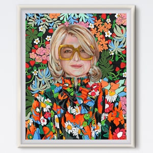 Martha - Acrylic Painting - Portrait - Art Print - Fashion Art - Floral Print - Pop Culture Art - Maximalist