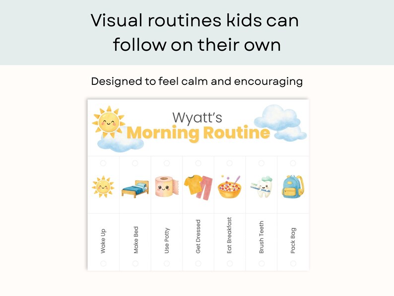 Morning Routine Chart for Kids Printable | School Morning Checklist ...